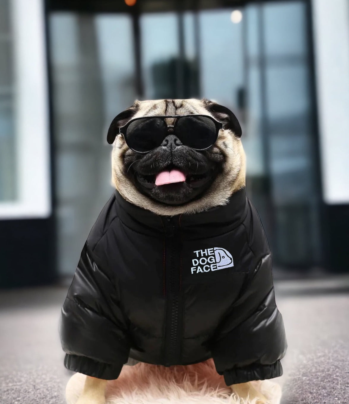 The Dog Face Woofse Puffer Jacket Black - Main Image