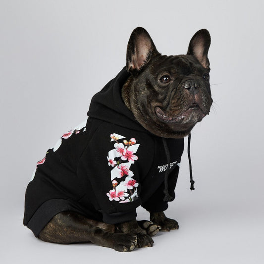 Floral Woof Hoodie - Black