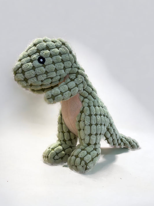 Dinosaur Squeaky Plush Dog Toy - Green