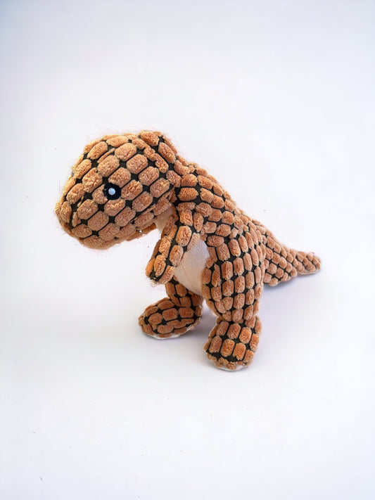 Dinosaur Squeaky Plush Dog Toy - Orange